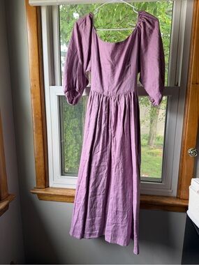 Women's Handmade Lavender Puff Sleeve Maxi Dress
